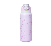 304 Stainless Steel Fitness Sports Vacuum Bottle with Handle and Straw, Large Capacity Macaron Thermal Mug /16/19/24/32 oz (Pink Bow,24)