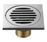 304 Stainless Steel Floor Drain for Shower Rooms with Copper Water Seal Odour Block, Quick Flow T-Shaped Outlet and Detachable Hair Filter, Silver 10x10cm