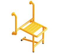 304 Stainless Steel Folding Shower Bench Wall Mounted,Fold Down Shower Seat Wall Mounted,Support 330lbs, Shower Chair to Sit on in Shower for Elderly-Adults Pregnants Seniors Disabled(Yellow)