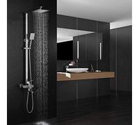 304 Stainless Steel Four Square Three Files Set, Wall-mounted Hand-held Pressurized Shower Head