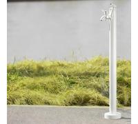 304 Stainless Steel Garden Water Column - Vertical Square Freestanding Hose Holder with Double Faucet Antifreeze Design for Patio & Backyard (White Premium Quality)