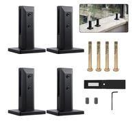 304 Stainless Steel Glass Panel Fixed Brackets, Glass Spigot Clamp Square, Glass Railing 3.8x3.8x6.3 inch, for Balcony Garden Deck, Balcony, Railings, Garden,Black 4 Pieces,H 160mm