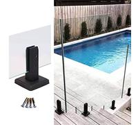 304 Stainless Steel Glass Pool Fence Spigot Balustrade Railing Post Clamp, for 3/8" to 1/2" Thick Panels(Black,8PCS/7.9" Tall)