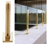 304 stainless steel glass railing kit, railing post gold glass railing post system, glass panel fence post, suitable for indoor and outdoor guardrail,A01,H115cm/45.3
