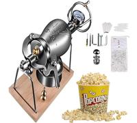 304 Stainless Steel Hand-Cranked Popcorn Maker, Chinese Vintage Mini Popcorn Machine, Manual High-Pressure Popcorn Pot for Home & Party, 328ML