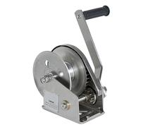 304 Stainless Steel Hand Winch for Boats 1200 lb Capacity Self-Locking Single-Speed Crank Dual Gear Drum Two-Way Ratchet Steel Cable Trailer Winch