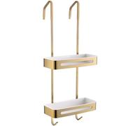 304 Stainless Steel Hanging Shower Caddy Over the Door with Hooks Rustproof & Waterproof Shower for Toilet Bathroom Gold