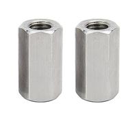 304 Stainless Steel Hex Coupling Nut M12 x 1.75-Pitch x 50mm Metric Screw Rod Coupling Nut, 2 Pack