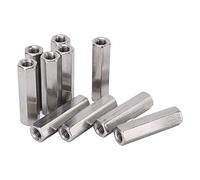 304 Stainless Steel Hex Coupling Nut Set 10Pcs M8x1.25 | Join two threaded rods from opposite ends with this 6 sided hex connector nut set for vertical or horizontal hanging