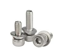 304 Stainless Steel Hex Hexagon Socket Cap Head Screw Flat Washer Spring Gasket Assemble Bolt M2 .5 M3 M4 M5 M6 M8 M10 M12(40mm,10pcs M4)