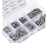 304 Stainless Steel Hex Socket Pan Head Screw Set 230 Pcs Metric Screws Having Hex Nuts for Industrial Construction Furniture Assembly - Compatible with Din 912/933