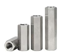 304 Stainless Steel Hexagon Hex Extend Long Lengthened Rod Connector Joint Sleeve Tubular Coupling Nut M3 M4 M5 M6(M3x6x6mm-3pcs)