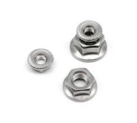 304 Stainless Steel Hexagon Lock Nuts, 304 A2 Stainless Steel M6-M12 Lock Nuts Hex Head Serrated Fine Thread DIN6923 Pack Of 40(5pcs M10 pitch 1.0)