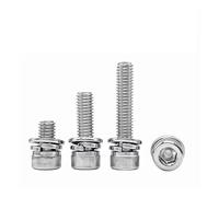 304 Stainless Steel Hexagon Socket Cylindrical Head Screws, Flat Washers, Spring Washers, Combination Bolts M2 M2.5 M3 M4 M5 M6 M8 M10 M12(55mm,10pcs M4)