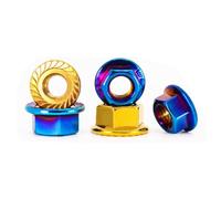304 Stainless Steel Hexagonal Flange Nuts, Titanium-Plated Nuts, Flange Nuts, Gold-Plated Nuts, Burnt Blue Nuts, M4, M5, M6, M8, M10 (PVD Blue Burning, M5x0.8=10pcs)