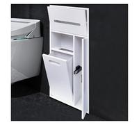 304 Stainless Steel Hidden Trash Can Cabinet with Toilet Roll Holder & Brush Storage Rack White 30x65x14cmPerfect for Bathroom Bedroom Office & Kitchen