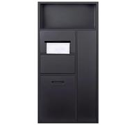 304 Stainless Steel Hidden Trash Can Cabinet with Toilet Roll Holder & Brush Storage RackSpaceSaving Organizer for Bathroom Kitchen OfficeBlack 40x86x14cm (15.74x33.85x5.51in)