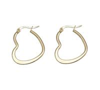 304 Stainless Steel Hoop Earrings Women Girls Fashion Earrings Gold color Heart Simple 29mm x 23mm, 1Pair