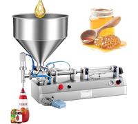 304 Stainless Steel Horizontal Cream Filling Machine with Hopper, 40ml Paste Liquid Filler for Shampoo, Honey, Toothpaste, Oil, Sauce, Butter, Chili Sauce