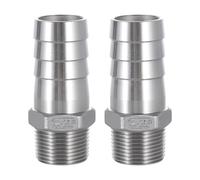 304 Stainless Steel Hose Barb Fitting, 1" Barb to 3/4" NPT Male Thread, Barbed Hose Fittings for Air Water Fuel, 2 Pack