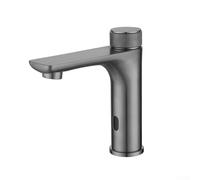 304 Stainless Steel Hot and Cold Water Infrared Sensor Faucet with Control Knob for Bathroom Sink, Touchless Automatic B(Gray)