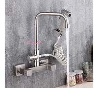 304 Stainless Steel, hot and Cold Water Mixing Faucet, Wall Mount Kitchen faucets, Concealed, Large Seven-Tube Pull-Out Spray, Sink Laundry Pool Faucet-Big Seven Tube wi