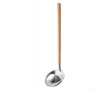 304 Stainless Steel Hot Pot Strainer with Wooden Handle - Rust Proof Spider Skimmer for Noodles & Dumplings - Ergonomic Soup Ladle for Deep Frying - Silver(Silver Spoon)