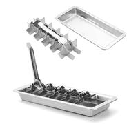 304 Stainless Steel Ice Cube Tray 18 Cubes Easy Release Lever Removable Divider Rustproof Metal Ice Maker for Freezer Silver Gold(Silver)