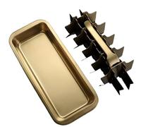 304 Stainless Steel Ice Cube Tray 18 Cubes Easy Release Lever Removable Divider Rustproof Metal Ice Maker for Freezer Silver Gold(Golden)