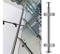 304 Stainless Steel Indoor Outdoor Glass Balustrade Posts - Durable Railing Clamp Support System for Villas,(Silver Corner Post,110cm)