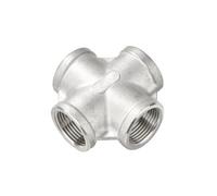 304 Stainless Steel Inner Thread Four Way Thread Buckle Inner Thread Water Pipe and Heating Joint, for Home Garden 4 Shaped Barbed Connectors Accessories(DN8)