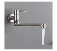 304 Stainless Steel Into The Wall Single Cold Drawing Lengthened Mouth Bathroom Balcony Rotatable Wash Basin Kitchen Faucet