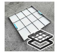 304 Stainless Steel Invisible Manhole Cover with Retractable Handle - Square 13"x13" Septic Tank Lid for Driveway, Durable Sewage Basin Cover, Silver Finish