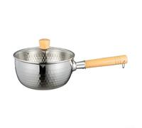 304 Stainless Steel Japanese Style Snow Flat Pot Induction Compatible Noodle Cooking Pot Multifunctional Steaming Boiling Sautéing Kitchen Utensil 16-22cm(22cm with cover)