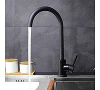 304 Stainless Steel Kitchen Faucet Cold Water Mixer Single Handle 360 Degree Rotary Sink Without Lead White(Nero)