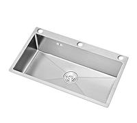 304 Stainless Steel Kitchen Sink 55x45CM Square Single Bowl Undermount Hand-Drawn Thickened Large Without Faucet