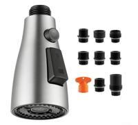 304 Stainless Steel Kitchen Sink Spray Head With 9 Connector Set Dual Water Modes For Pull Down Faucets Brushed Black Gold Finish Simple Fit(Brushed)