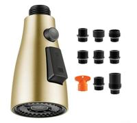 304 Stainless Steel Kitchen Sink Spray Head With 9 Connector Set Dual Water Modes For Pull Down Faucets Brushed Black Gold Finish Simple Fit(Brushed Gold)