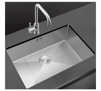 304 Stainless Steel Kitchen Sink with Faucet - Nano Waterfall Design, Single Bowl, Easy Drain, Ultra-Quarter, Perfect for Home & Bar Use, B-42x35 cm