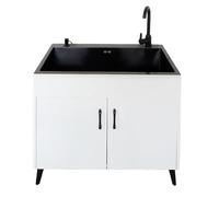 304 Stainless Steel Kitchen Sink with Pull-Down Faucet Storage Unit Console & Stand - Perfect for Home Restaurant Backyard Outdoor Cooking & Prep.