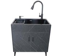304 Stainless Steel Kitchen Sink with Pull-Out Faucet and Storage Unit Console and Stand - Perfect for Kitchen Restaurant Outdoor Barbecue