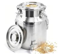 304 Stainless Steel Leak Proof Milk Can with Spigot 1 2 3 7Gal Metal Water Jug Beverage Dispenser Airtight Food Grade Bucket, Transport Container for Wine Oil Juice Storage(with Spigot,11L/2.91Gal)