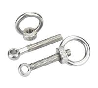 304 Stainless Steel M10 Eye Bolt 2-Pack, Forged Shoulder Screw and Nut Set for Industrial Equipment Anchoring(M10*30 (2 sets))