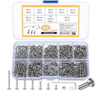 304 Stainless Steel M2 Button Head & Cap Screws, Hex & Pan Head Bolts, Nuts & Washers Set, 820 Pcs
