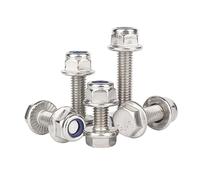 304 Stainless Steel M6 Flange External Hex Head Screws and Nylon Nuts Kit, 20 Sets Serrated Flange Hex Bolts Fixing screws(M6x80 (20 sets))