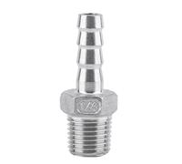 304 Stainless Steel Male Thread Pipe Barb Hose Tail Connector, Quick Fitting Joint for Water, Gas, and Liquid Conveyance (1/4''*8mm)
