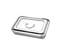 304 Stainless Steel Medical Sterilizer Box Surgical Instruments Storage Boxes for Professional Surgeries, Veterinary, Beauty Salon, Dentistry Use (9 Inch(Without Hole))