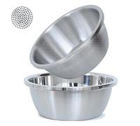 304 Stainless Steel Microporous Colander,2QT Large Capacity with Mixing Bowl For washing vegetables, fruit and rice and for draining cooked pasta(2PC)