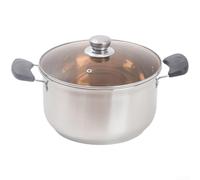 304 Stainless Steel Milk Pot with Double Handles and Transparent Lid for Boiling Milk Making Soup Cooking Porridge and Preparing Baby Food (25cm410302)