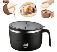 304 Stainless Steel Multi-Purpose Anti-Scald Large-Capacity Instant Noodle Bowl, 1200ml Double-Layer Insulation Instant Noodle Bowl, Leak Proof Pasta Bowls Lunch Box (#A, No Tableware)